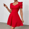 Women's Boat Neck High-Waist Mini Dress – Zipper Patchwork by FitiqueFit