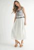 Crochet Stripe Knit Eyelet Mix Midi Dress – Crochet Midi Dress, Stripe Knit Dress, Eyelet Mix Dress, Trendy Midi Dress, Versatile Midi Dress by Stevvex