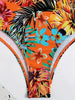 Bikini Tangerine Red Tropical Floral High Waist 2 Piece Swimsuit for Women – Stretchy Off the Shoulder Lace Up Bikini Set with Tummy Control and Customized Fit – Vibrant Summer Beachwear for Vacation Poolside and Resort Looks by Stevvex