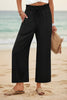 Women's Wide-Leg Cropped Pants with Lace Trim & Pockets by FitiqueFit