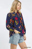 Umgee Flower Print Blouse with Scalloped Neckline by FitiqueFit