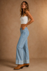 The Riviera Striped Wide Leg Cuffed Jean - Light Wash by Neon Spur