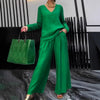 Solid Color Long Sleeve Top & Pants Two-Piece Travel Set by FitiqueFit