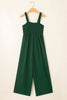 Green Smocked Sleeveless Wide Leg Jumpsuit with Pockets