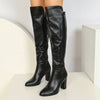 Pointed Toe Chunky-Heel Knee-High Boots – Knee High Leather Boots by FitiqueFit