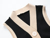 French Style Temperament Elegant V-neck Sleeveless Long Knitted Dress