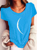 Wide Collar Printed T-Shirt – Casual Short Sleeve Top for Women by FitiqueFit