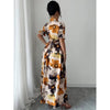 Women’s Printed Puff Sleeve Dress – Blouse Collar Cross-Tie Waist Style by FitiqueFit