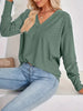 Plus Size V-Neck Textured Long Sleeve T-Shirt by Simply Love