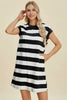 Full Size Striped Round Neck Cap Sleeve Mini Dress For Women – Striped Mini Dress, Full-Size Round Neck Dress, Comfortable Cap Sleeve Dress, Chic Striped Dress, Flattering Mini Dress, Casual Everyday Dress, Versatile Striped Dress by Stevvex