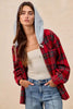 BiBi Brushed Plaid Hooded Jacket by FitiqueFit