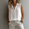 Women's Solid Color Lapel Sleeveless Top by FitiqueFit