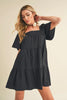 Square Neck Half Sleeve Tiered Summer Dress For Women–Elegant & Flattering with Ruched Detail & Chic Tiered Design by Stevvex