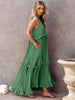 Romantic Ruffled Sleeveless Tiered Maxi Dress with Pockets Elegant & Chic Statement Beautiful Design Dress by Stevvex