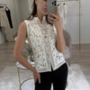 Lace Crochet Stand Collar Slim-Fit Sleeveless Top – 3 Colors, S–L by FitiqueFit