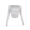 European And American Style Temperament Spun Yarn Pleated Tube Top Long Sleeve Short Cardigan Two-piece Set