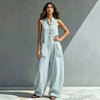 V-Neck Sleeveless Striped Loose Cropped Jumpsuit | 3 Colors S–3XL by FitiqueFit