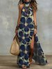 Women's Sleeveless Split Floral Print Maxi Dress by FitiqueFit