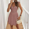 Women’s V‑Neck Short‑Sleeve Dress with Lace Trim by FitiqueFit
