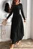 Ruched Round Neck Long Sleeve Dress Chic & Figure-Flattering Dress For Women Luxury Black Dress by Stevvex