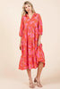 New Summer Tiered Printed Collared Neck Midi Dress For Women – Elegant and Versatile Dress with a Polished, Feminine Flair by Stevvex