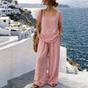 Women's Square-Neck Short-Sleeve Pantsuit – Cotton Blend Two-Piece Set by FitiqueFit