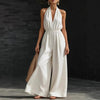 Women’s V-Neck Halter Neck Wide-Leg Jumpsuit by FitiqueFit