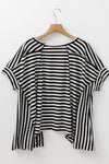 Stripe Batwing Sleeve Round Neck Oversized Top