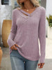 Ribbed Knit Long Sleeve Button Detail T-Shirt by Simply Love