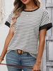 Striped Ribbed Knit Short Sleeve T-Shirt by Simply Love