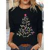 Women’s Long Sleeve Merry Christmas T-Shirt – Cute Christmas Tree Graphic Tee by FitiqueFit