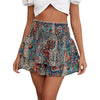 Ethnic-style Printed High-waisted Pleated Wide-leg Shorts by My Store