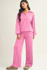 Dark Khaki Polo Collar V Neck Pullover and Drawstring Sweatpants Set by Wild and Free Boutique
