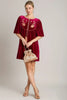Embroidered Half Sleeve Velvet Mini Dress with Tassel For Women – Luxurious Velvet Dress, Embroidered Tassel Mini Dress, Elegant Party Dress by Stevvex