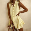 Cotton-Linen Ruffle Hem Sleeveless Mini Dress – 6 Colors, S–2XL by FitiqueFit
