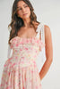 Floral Printed Shoulder Strap Midi Dress For Women – Floral Midi Dress, Shoulder Strap Dress, Ruffled Midi Dress, Feminine Floral Dress, Elegant Occasion Dress by Stevvex