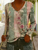 Women's Ethnic Print V-Neck Long-Sleeve Pullover Top by FitiqueFit