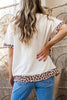 White Ribbed Leopard Patchwork Uneven Hem T Shirt by Wild and Free Boutique