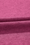 Bright Pink Ribbed Splicing Sleeve Round Neck T-shirt