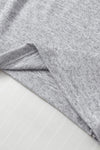 Bright Pink Ribbed Splicing Sleeve Round Neck T-shirt