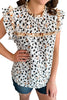 White Frilly Trim Leopard Animal Spots Blouse