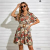Women’s Belted Short Sleeve Midi Dress by FitiqueFit
