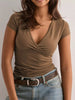 Elegant Wrap V-Neck Slim Fit T-Shirt by Simply Love