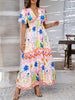 Elegant Printed V-Neck Short Sleeve Maxi Dress Beautiful Casual Women Long Dress by Stevvex