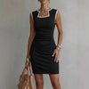 Women's Solid Color Sleeveless Knit Midi Dress – Casual One-Piece by FitiqueFit