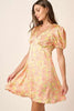 New Summer printed V-Neck Puff Sleeve Mini Dress – Trendy Floral Print with Ruched Detailing and Dramatic Puff Sleeves for a Feminine, Fashion-Forward Look by Stevvex