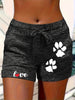 Women's Printed Elastic Waist Cropped Shorts With Pockets by FitiqueFit