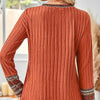 Women's Elegant Geometric Pattern Pullover - Lightweight Long Sleeve Button Blouse by FitiqueFit