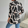 Women's Abstract Print Blazer Button Long Sleeve Work Jacket by FitiqueFit