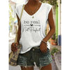 Women's V-Neck Slogan Print Short Sleeve T-Shirt Casual Comfort Top For Summer by FitiqueFit